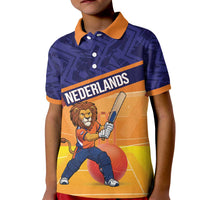 Custom Netherlands Cricket Kid Polo Shirt Go Flying Dutchmen Lion Mascot - Wonder Print Shop