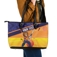 Custom Netherlands Cricket Leather Tote Bag Go Flying Dutchmen Lion Mascot - Wonder Print Shop