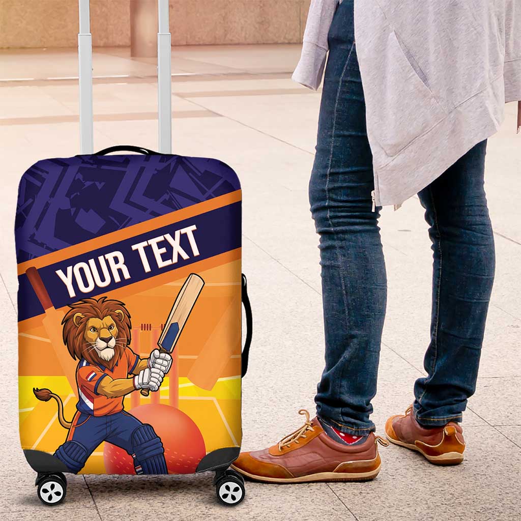 Custom Netherlands Cricket Luggage Cover Go Flying Dutchmen Lion Mascot - Wonder Print Shop