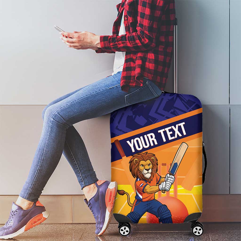 Custom Netherlands Cricket Luggage Cover Go Flying Dutchmen Lion Mascot - Wonder Print Shop