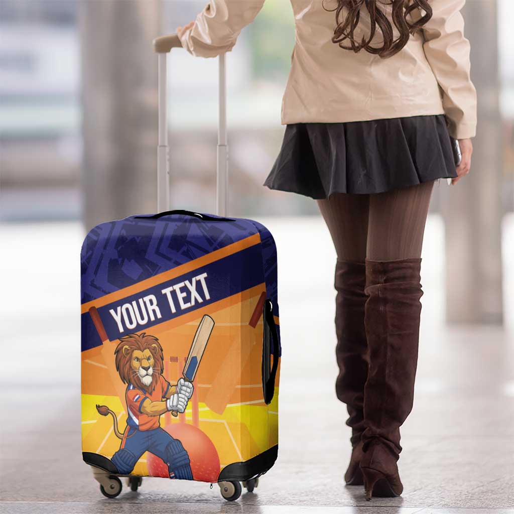 Custom Netherlands Cricket Luggage Cover Go Flying Dutchmen Lion Mascot - Wonder Print Shop