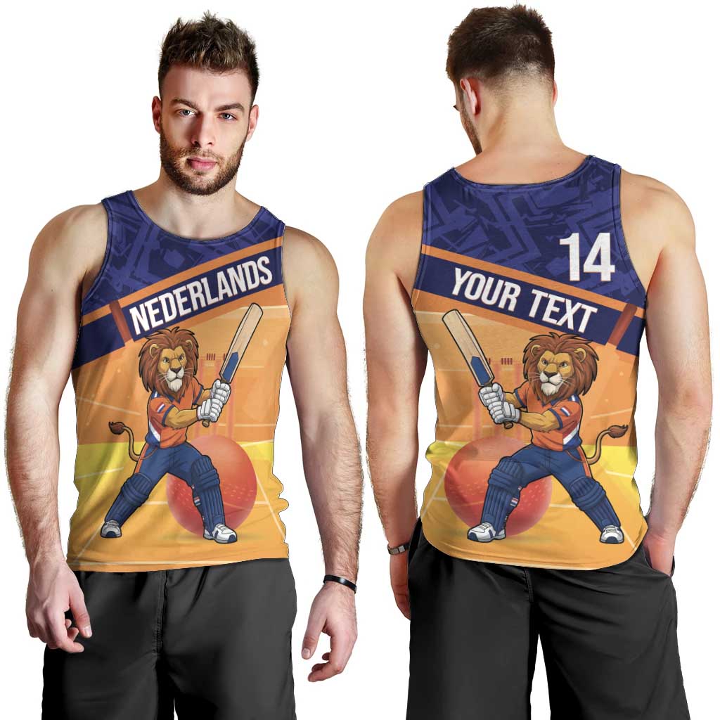 Custom Netherlands Cricket Men Tank Top Go Flying Dutchmen Lion Mascot - Wonder Print Shop