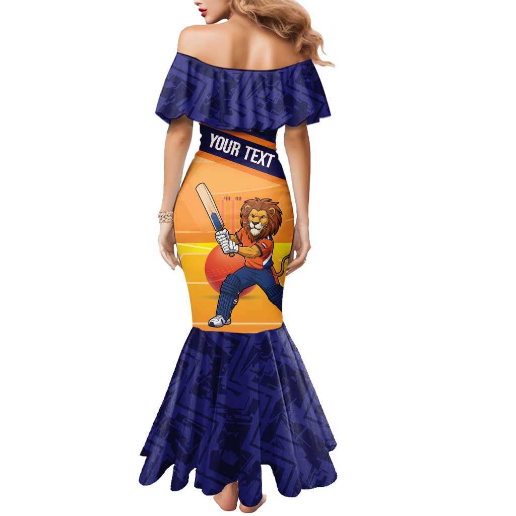 Custom Netherlands Cricket Mermaid Dress Go Flying Dutchmen Lion Mascot - Wonder Print Shop