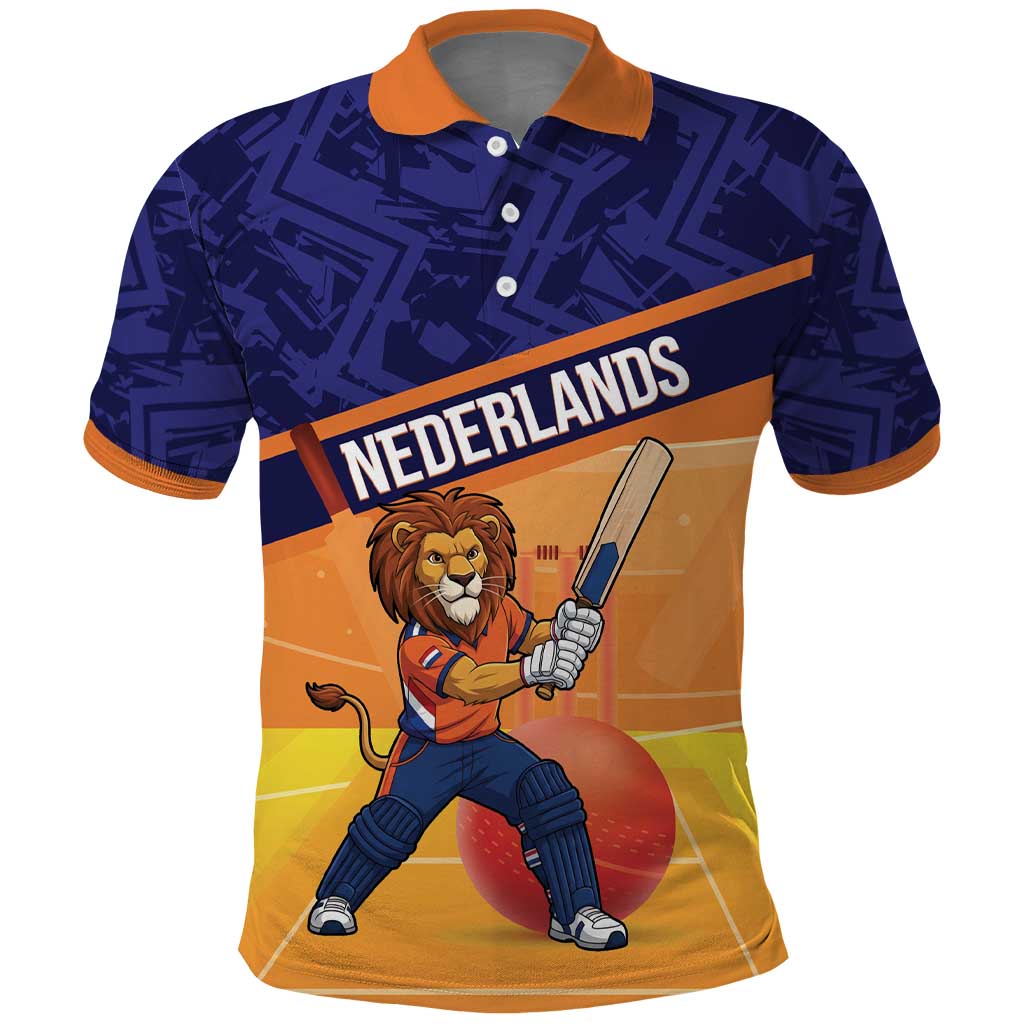 Custom Netherlands Cricket Polo Shirt Go Flying Dutchmen Lion Mascot - Wonder Print Shop