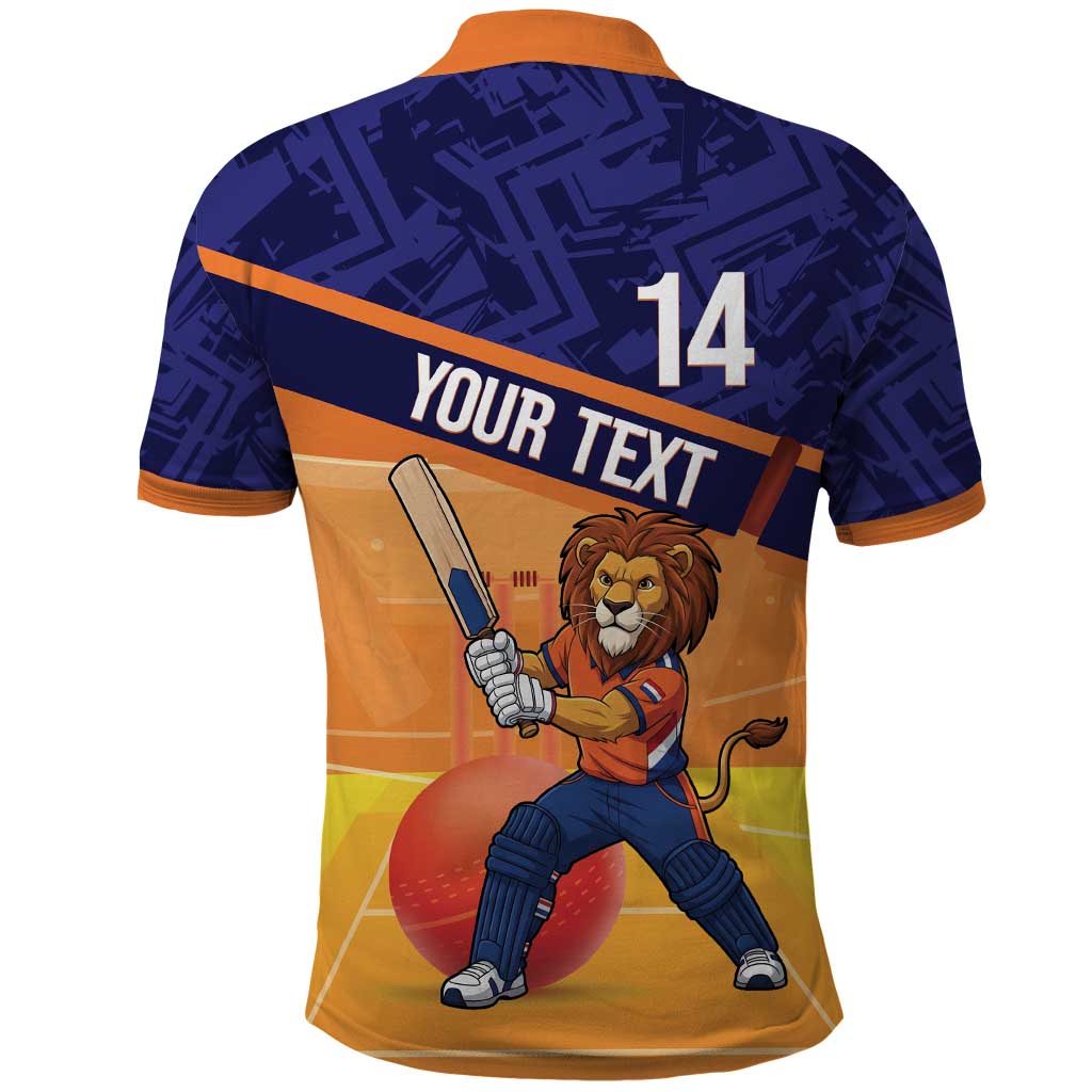 Custom Netherlands Cricket Polo Shirt Go Flying Dutchmen Lion Mascot - Wonder Print Shop