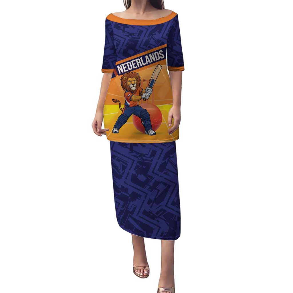 Custom Netherlands Cricket Puletasi Go Flying Dutchmen Lion Mascot - Wonder Print Shop