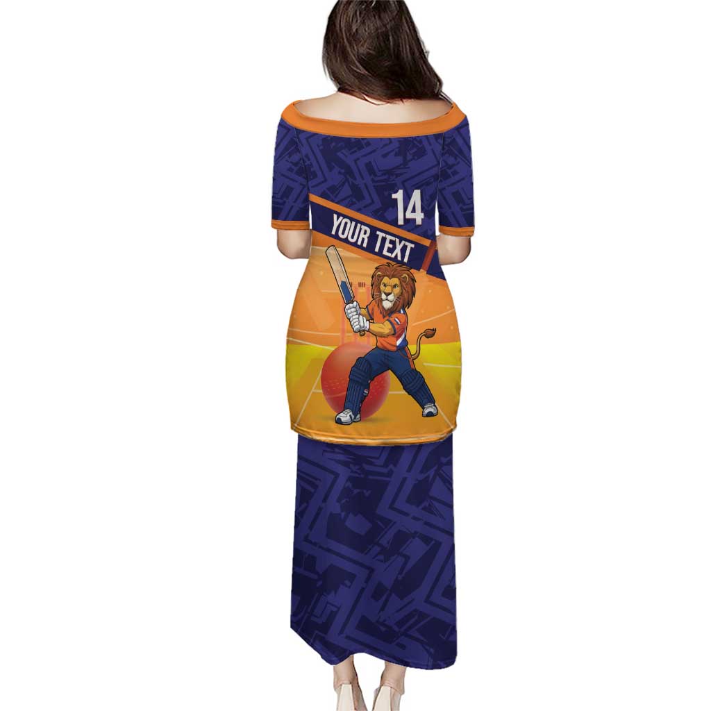 Custom Netherlands Cricket Puletasi Go Flying Dutchmen Lion Mascot - Wonder Print Shop