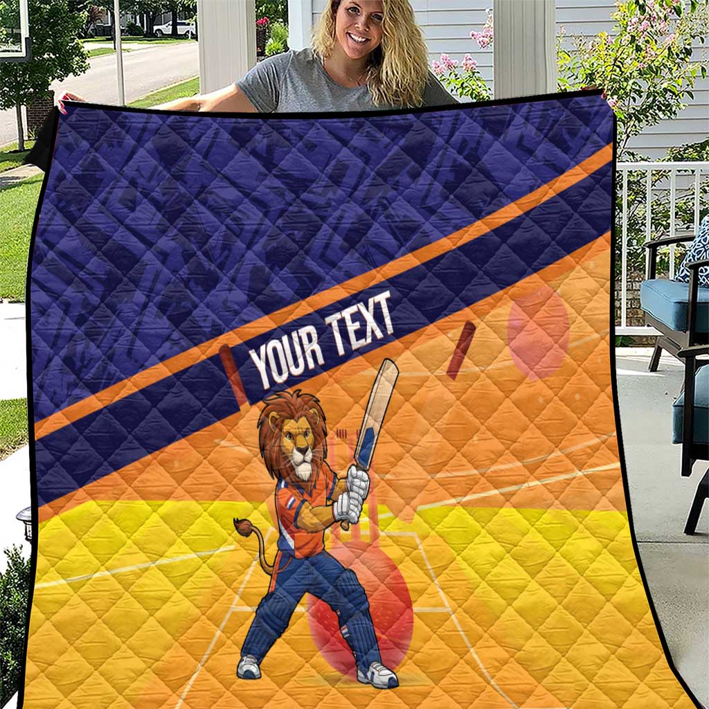 Custom Netherlands Cricket Quilt Go Flying Dutchmen Lion Mascot - Wonder Print Shop