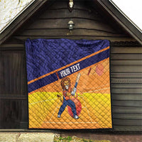 Custom Netherlands Cricket Quilt Go Flying Dutchmen Lion Mascot - Wonder Print Shop