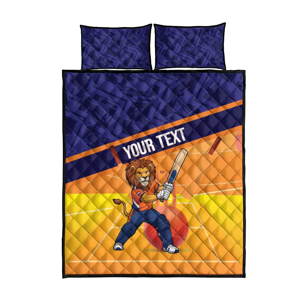 Custom Netherlands Cricket Quilt Bed Set Go Flying Dutchmen Lion Mascot - Wonder Print Shop