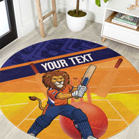 Custom Netherlands Cricket Round Carpet Go Flying Dutchmen Lion Mascot - Wonder Print Shop