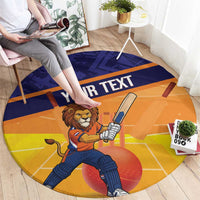 Custom Netherlands Cricket Round Carpet Go Flying Dutchmen Lion Mascot - Wonder Print Shop