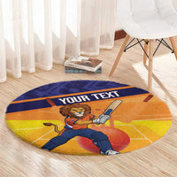 Custom Netherlands Cricket Round Carpet Go Flying Dutchmen Lion Mascot - Wonder Print Shop