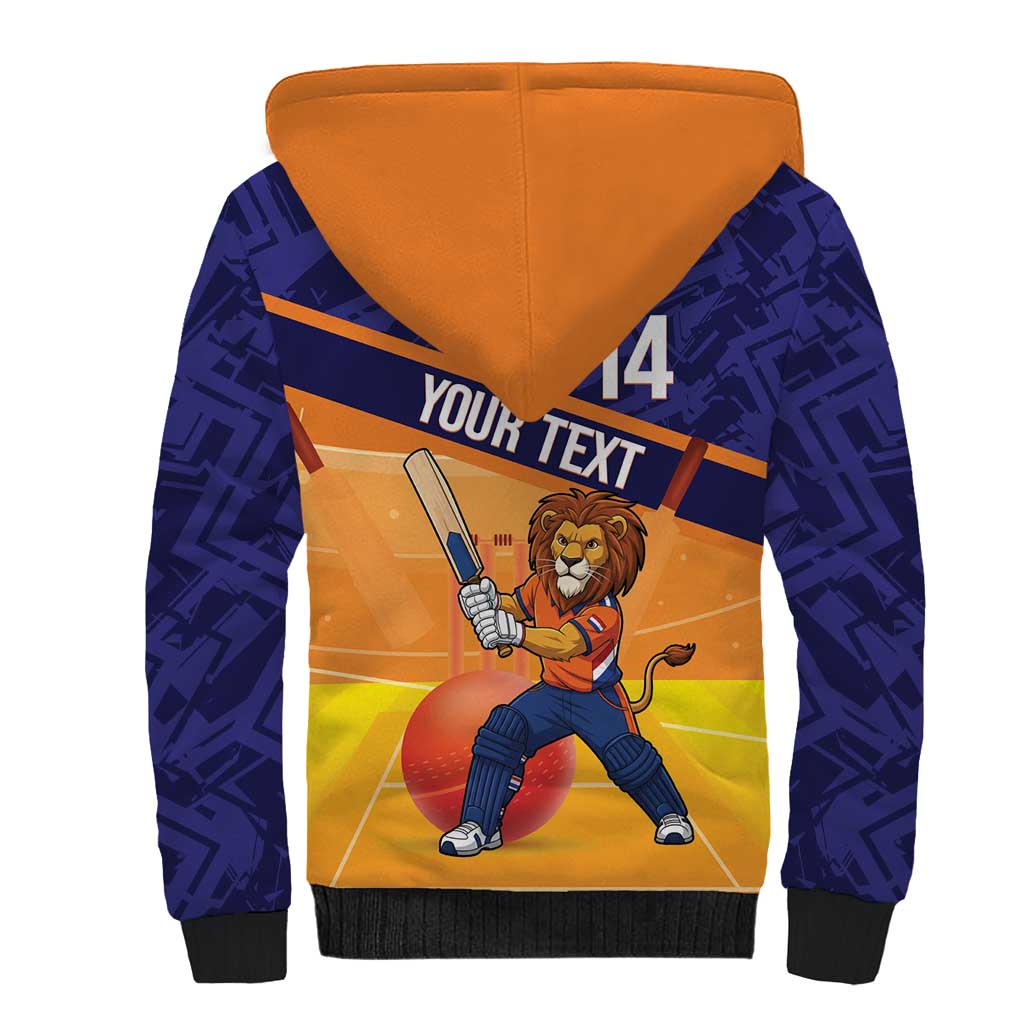 Custom Netherlands Cricket Sherpa Hoodie Go Flying Dutchmen Lion Mascot - Wonder Print Shop
