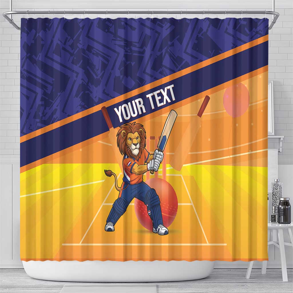 Custom Netherlands Cricket Shower Curtain Go Flying Dutchmen Lion Mascot - Wonder Print Shop