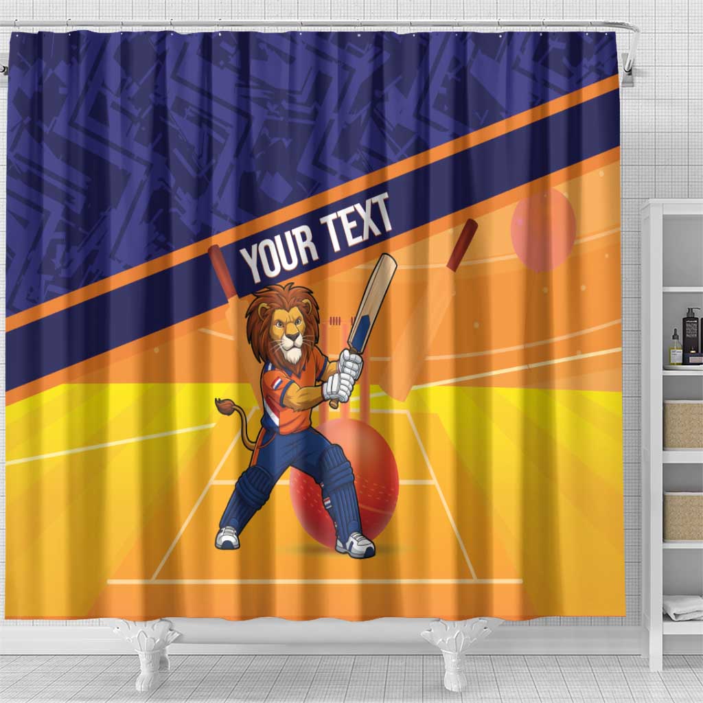 Custom Netherlands Cricket Shower Curtain Go Flying Dutchmen Lion Mascot - Wonder Print Shop