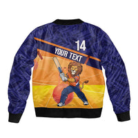 Custom Netherlands Cricket Sleeve Zip Bomber Jacket Go Flying Dutchmen Lion Mascot - Wonder Print Shop