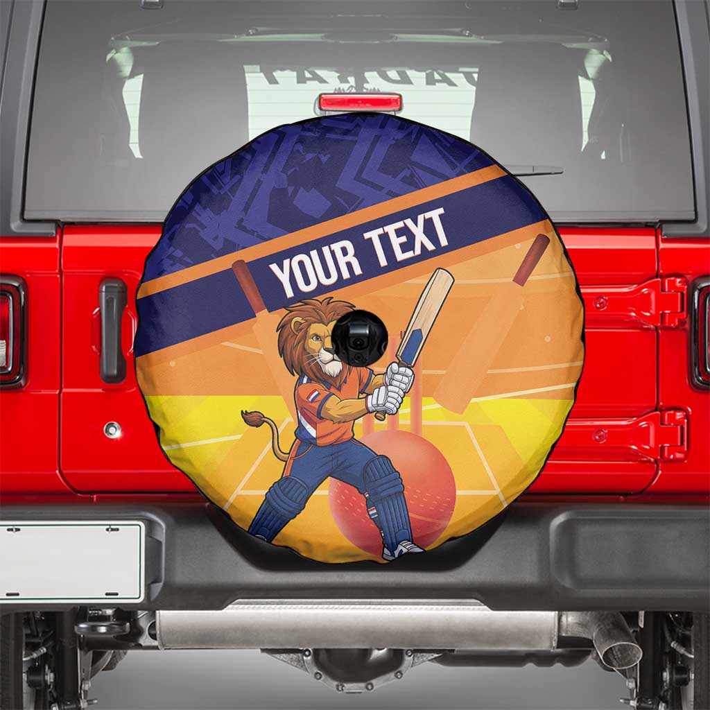 Custom Netherlands Cricket Spare Tire Cover Go Flying Dutchmen Lion Mascot - Wonder Print Shop