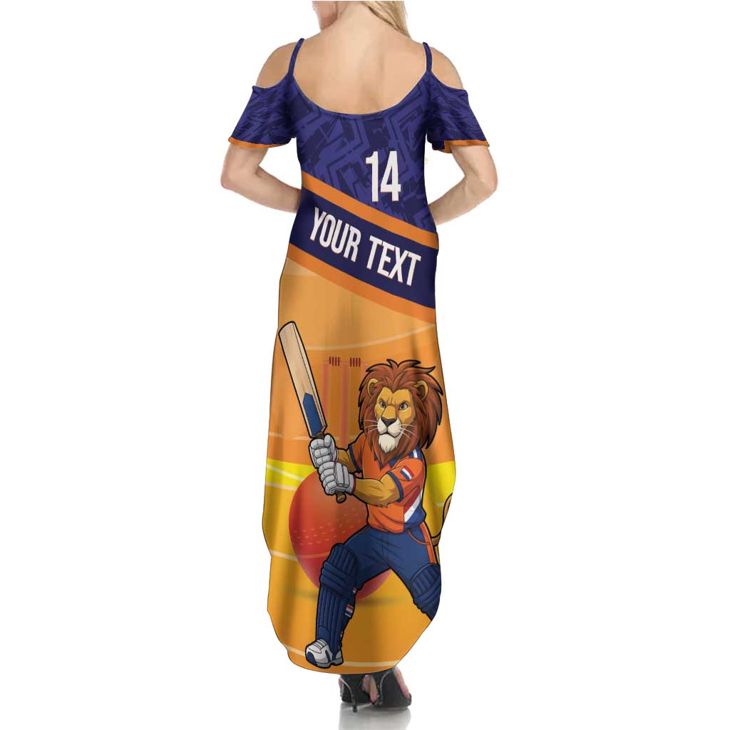Custom Netherlands Cricket Summer Maxi Dress Go Flying Dutchmen Lion Mascot - Wonder Print Shop