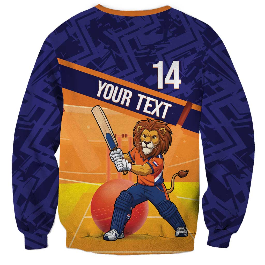 Custom Netherlands Cricket Sweatshirt Go Flying Dutchmen Lion Mascot - Wonder Print Shop