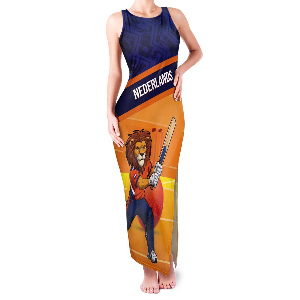 Custom Netherlands Cricket Tank Maxi Dress Go Flying Dutchmen Lion Mascot - Wonder Print Shop