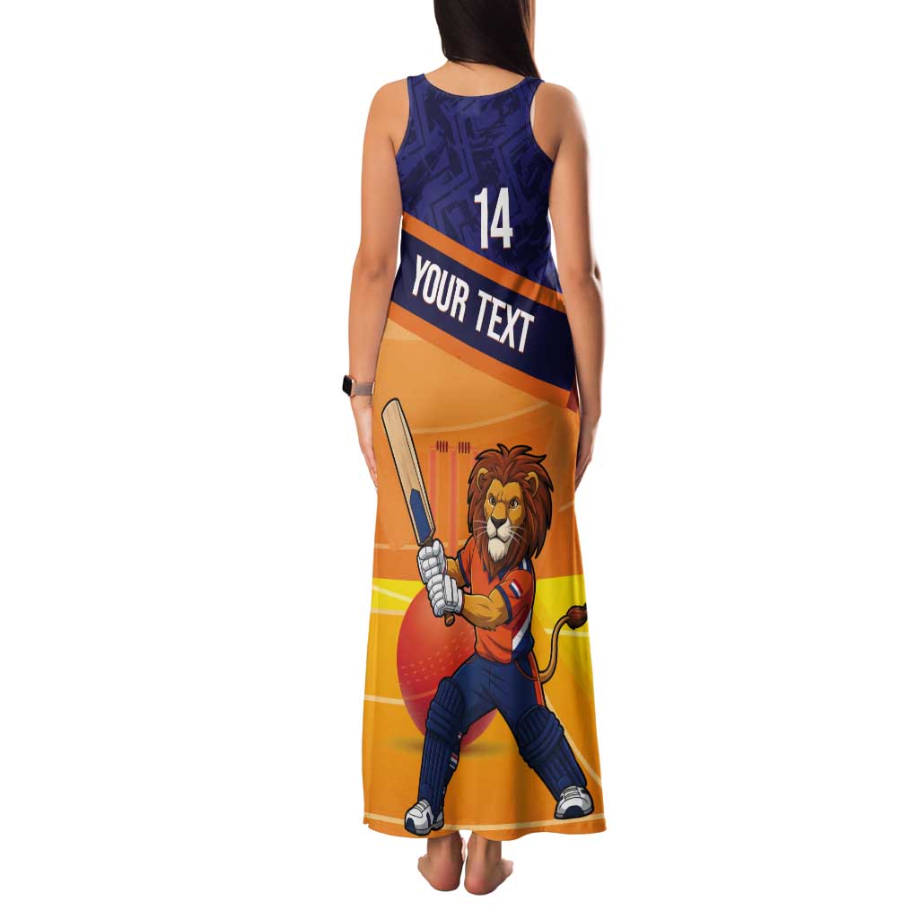 Custom Netherlands Cricket Tank Maxi Dress Go Flying Dutchmen Lion Mascot - Wonder Print Shop