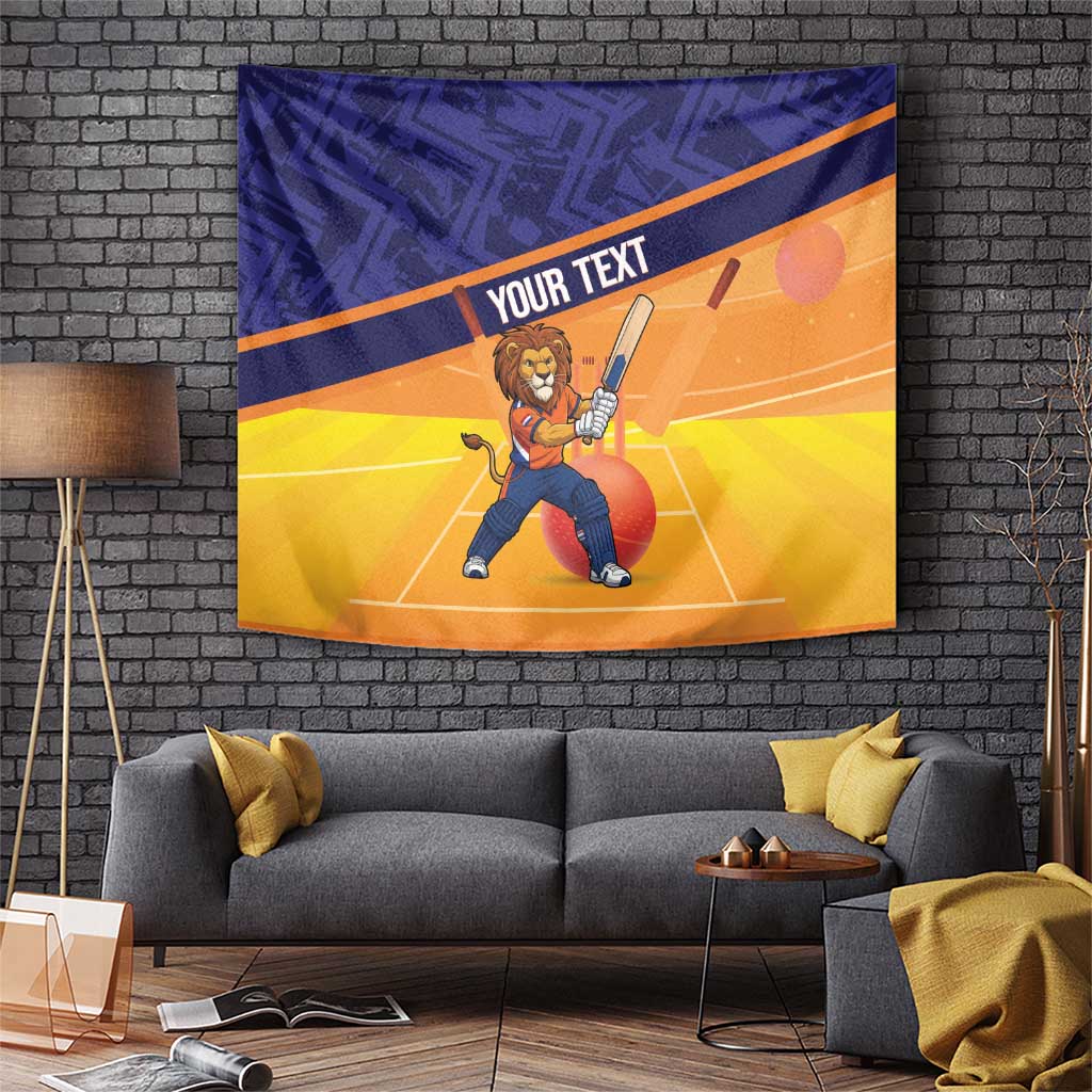 Custom Netherlands Cricket Tapestry Go Flying Dutchmen Lion Mascot - Wonder Print Shop