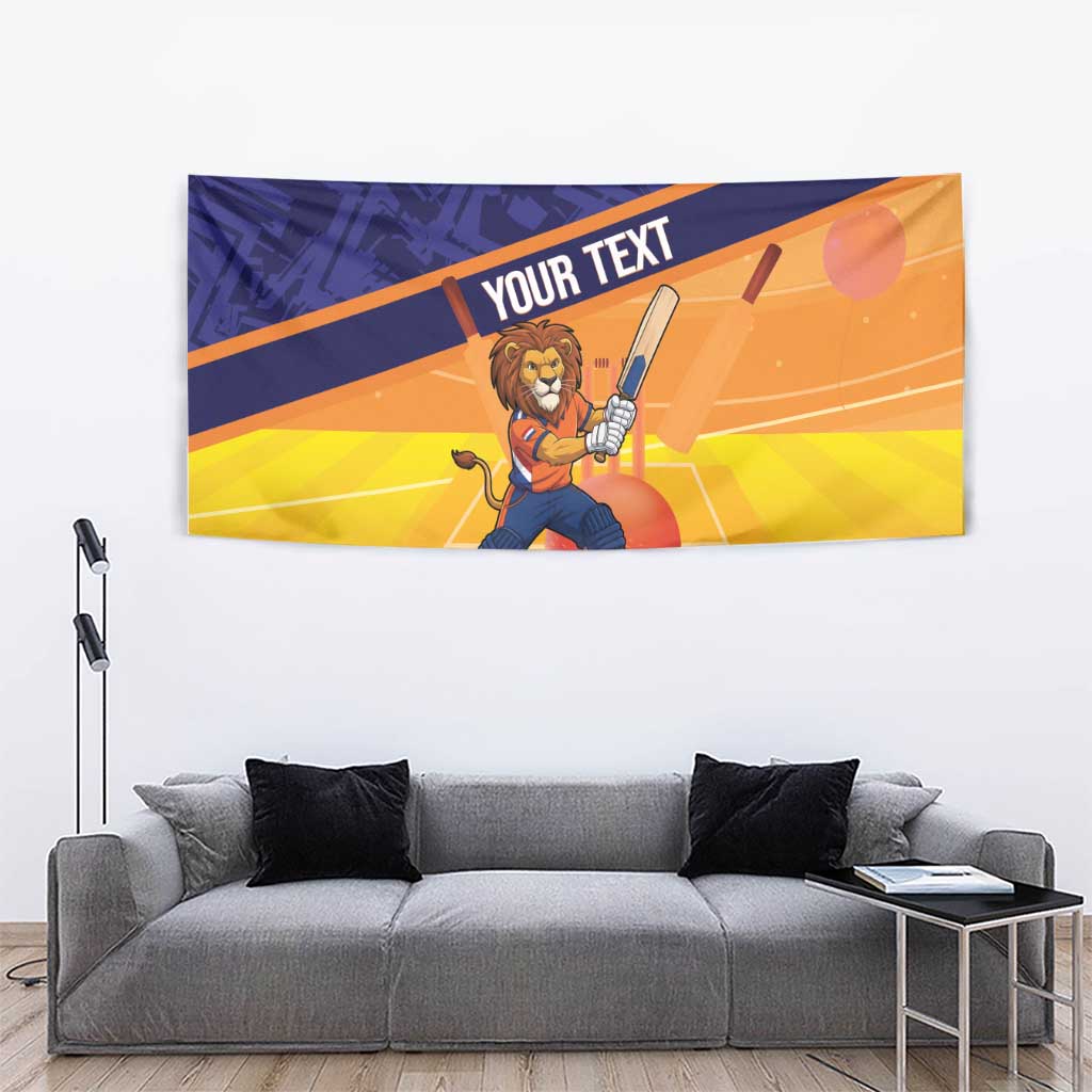Custom Netherlands Cricket Tapestry Go Flying Dutchmen Lion Mascot - Wonder Print Shop