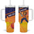 Custom Netherlands Cricket Tumbler With Handle Go Flying Dutchmen Lion Mascot - Wonder Print Shop