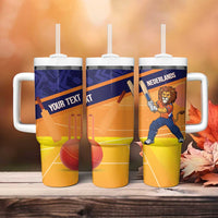 Custom Netherlands Cricket Tumbler With Handle Go Flying Dutchmen Lion Mascot - Wonder Print Shop