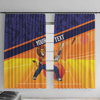 Custom Netherlands Cricket Window Curtain Go Flying Dutchmen Lion Mascot - Wonder Print Shop