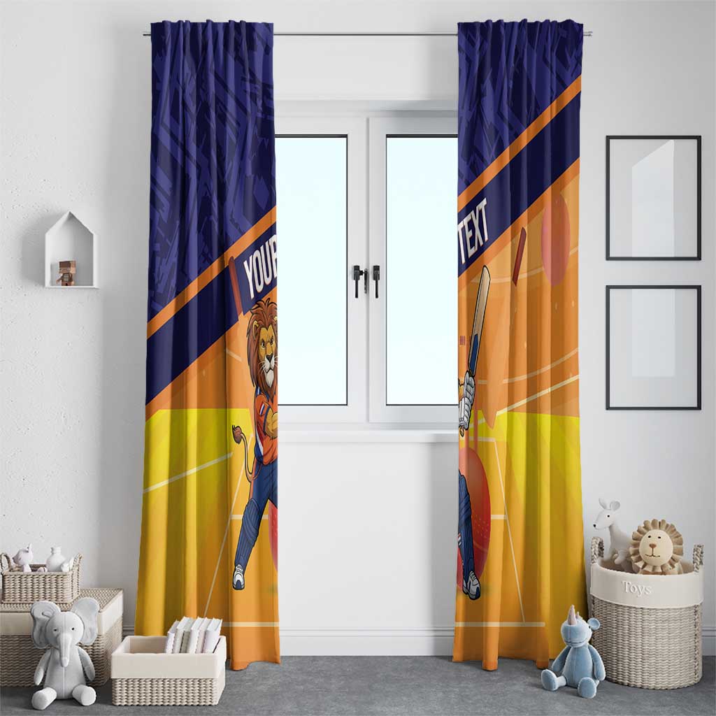 Custom Netherlands Cricket Window Curtain Go Flying Dutchmen Lion Mascot - Wonder Print Shop