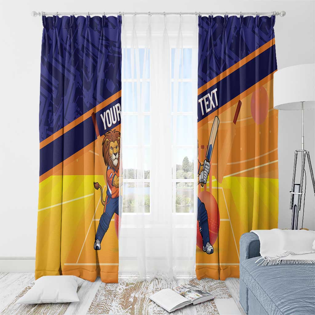 Custom Netherlands Cricket Window Curtain Go Flying Dutchmen Lion Mascot - Wonder Print Shop