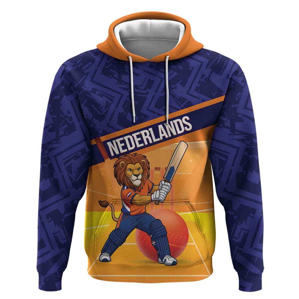 Custom Netherlands Cricket Zip Hoodie Go Flying Dutchmen Lion Mascot - Wonder Print Shop