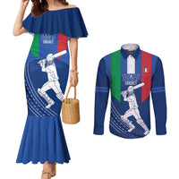 Custom Italy Cricket Couples Matching Mermaid Dress and Long Sleeve Button Shirt Go Gli Azzurri - Wonder Print Shop