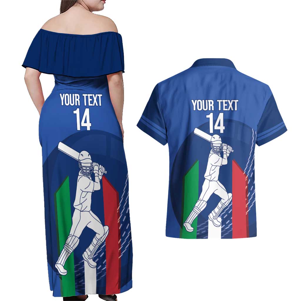 Custom Italy Cricket Couples Matching Off Shoulder Maxi Dress and Hawaiian Shirt Go Gli Azzurri - Wonder Print Shop