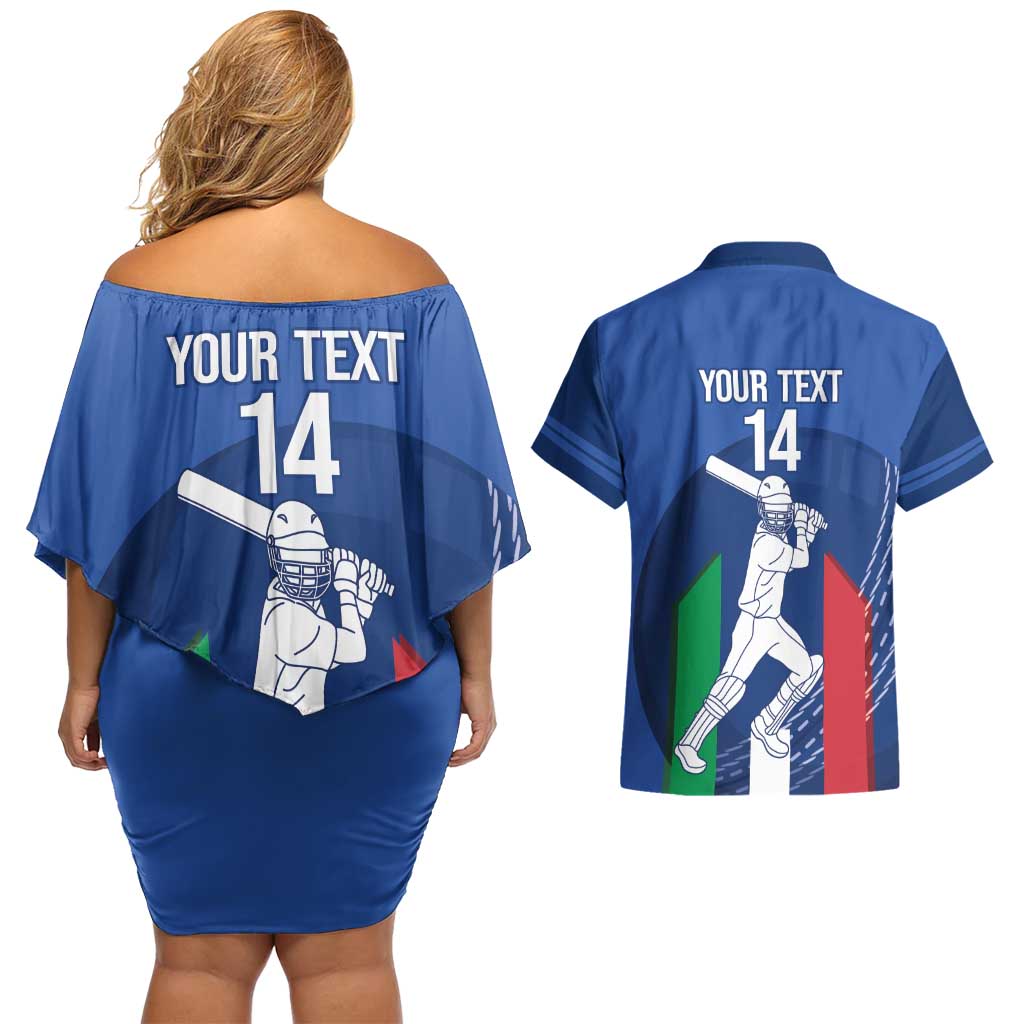 Custom Italy Cricket Couples Matching Off Shoulder Short Dress and Hawaiian Shirt Go Gli Azzurri - Wonder Print Shop