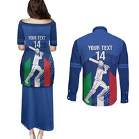 Custom Italy Cricket Couples Matching Puletasi and Long Sleeve Button Shirt Go Gli Azzurri - Wonder Print Shop