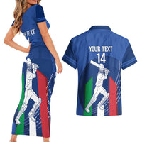 Custom Italy Cricket Couples Matching Short Sleeve Bodycon Dress and Hawaiian Shirt Go Gli Azzurri - Wonder Print Shop