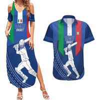 Custom Italy Cricket Couples Matching Summer Maxi Dress and Hawaiian Shirt Go Gli Azzurri - Wonder Print Shop