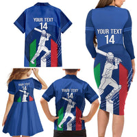 Custom Italy Cricket Family Matching Long Sleeve Bodycon Dress and Hawaiian Shirt Go Gli Azzurri - Wonder Print Shop