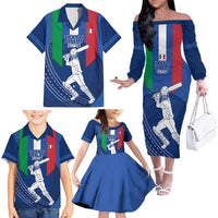 Custom Italy Cricket Family Matching Off The Shoulder Long Sleeve Dress and Hawaiian Shirt Go Gli Azzurri - Wonder Print Shop