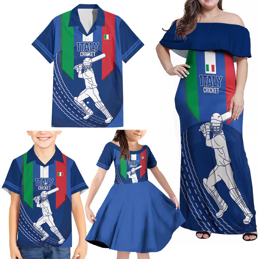 Custom Italy Cricket Family Matching Off Shoulder Maxi Dress and Hawaiian Shirt Go Gli Azzurri - Wonder Print Shop