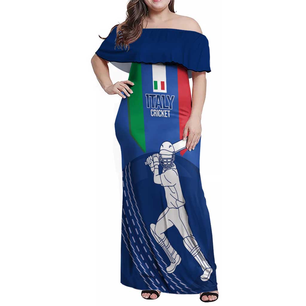 Custom Italy Cricket Family Matching Off Shoulder Maxi Dress and Hawaiian Shirt Go Gli Azzurri - Wonder Print Shop
