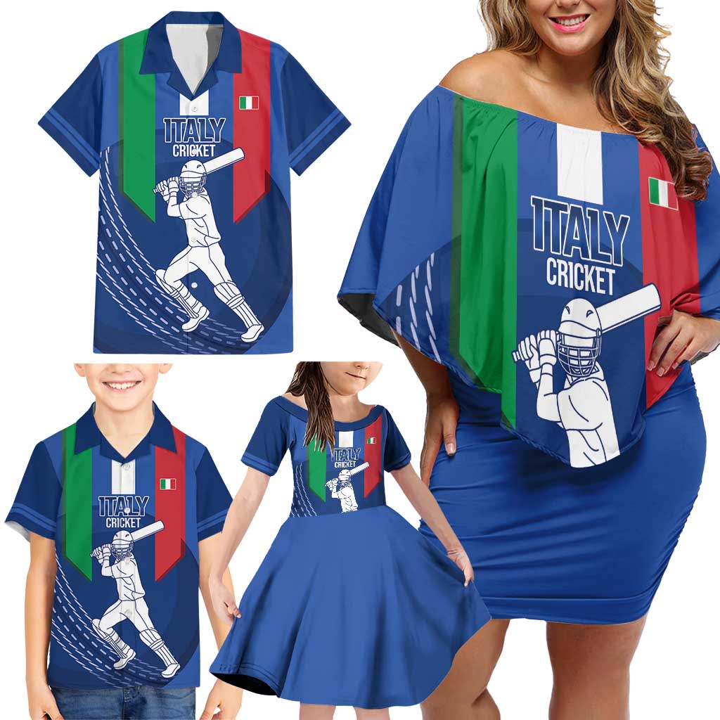Custom Italy Cricket Family Matching Off Shoulder Short Dress and Hawaiian Shirt Go Gli Azzurri - Wonder Print Shop