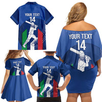 Custom Italy Cricket Family Matching Off Shoulder Short Dress and Hawaiian Shirt Go Gli Azzurri - Wonder Print Shop