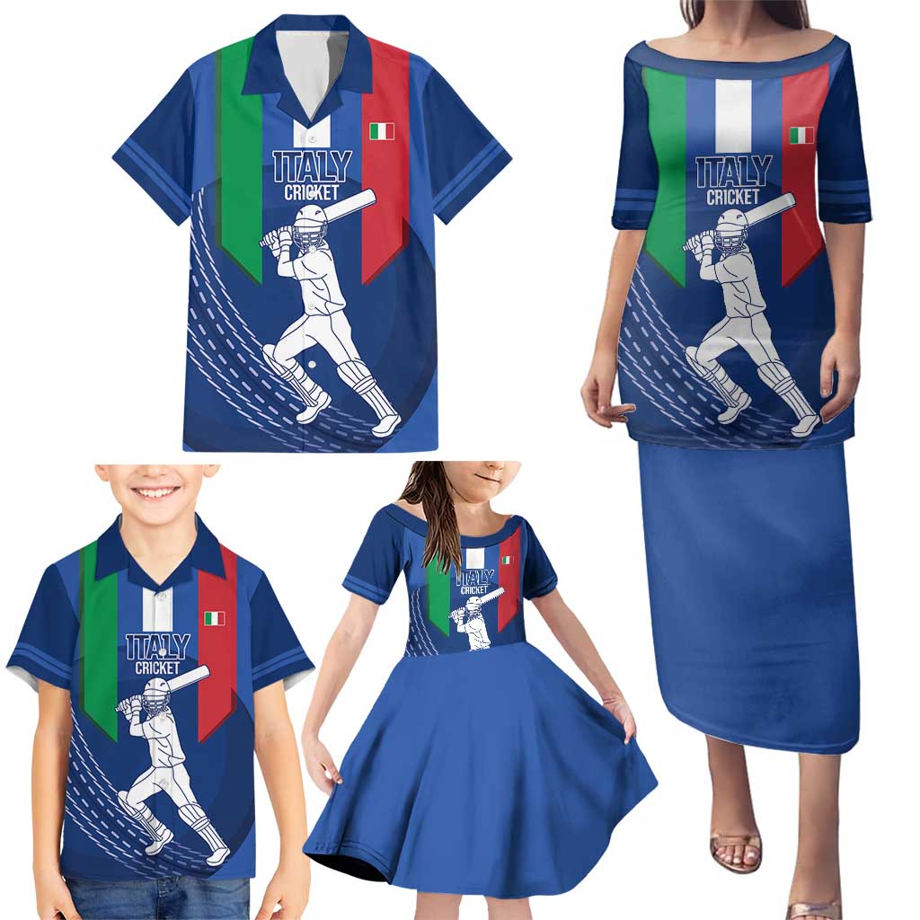 Custom Italy Cricket Family Matching Puletasi and Hawaiian Shirt Go Gli Azzurri - Wonder Print Shop