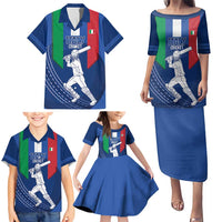 Custom Italy Cricket Family Matching Puletasi and Hawaiian Shirt Go Gli Azzurri - Wonder Print Shop