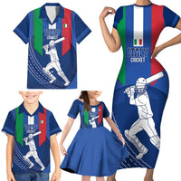 Custom Italy Cricket Family Matching Short Sleeve Bodycon Dress and Hawaiian Shirt Go Gli Azzurri - Wonder Print Shop