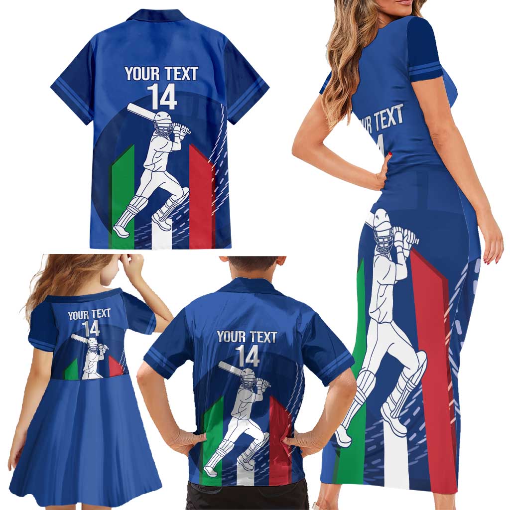 Custom Italy Cricket Family Matching Short Sleeve Bodycon Dress and Hawaiian Shirt Go Gli Azzurri - Wonder Print Shop